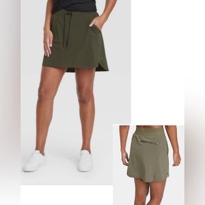 Mid-Rise Lightweight Stretch Woven Skort ~ All in Motion XEW8K Olive Green